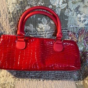Red Faux Alligator Wine Purse